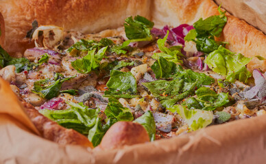 Mediterranean tart shot from above.