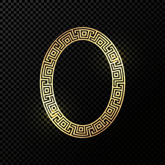 Gold frame with Greek Key pattern. Realistic meander border