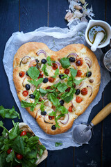 focaccia, Italian bread with onions and olives