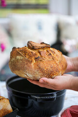Home made sourdough bread, side shot