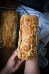 Home made sourdough bread, top shot
