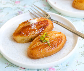 traditional Turkish dessert with sherbet 