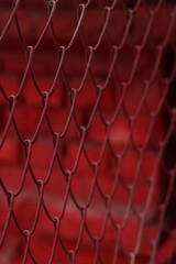 red metal mesh fence