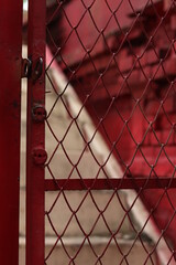 red metal fence