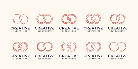 Set bundle symbol of infinity logo design with modern unique concept Premium Vector