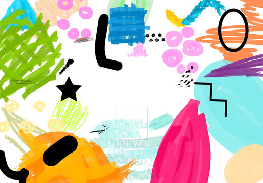 Set of Artistic Hand Drawn Scribbles with Marker and Ink