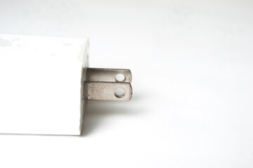 White Phone charger on a white background 