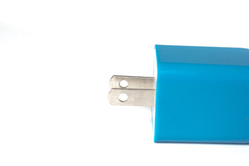Blue Phone charger on a white background 