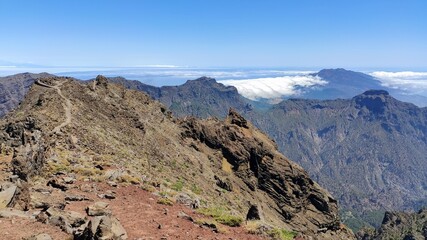 Panoramic view from Roque de los Muchachos, the highest mountain of La Palma, Canary Islands, Spain