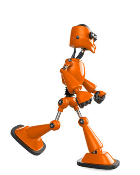 nice robot is walking side view