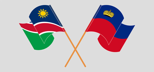 Crossed and waving flags of Namibia and Sierra Leone
