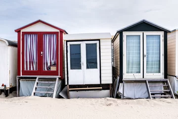 Foto op Canvas Beach houses on the beach of Wijk aan Zee, Noord-Holland Province, The Netherlands © Holland-PhotostockNL