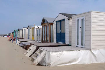 Muurstickers Beach houses on the beach of Wijk aan Zee, Noord-Holland Province, The Netherlands © Holland-PhotostockNL