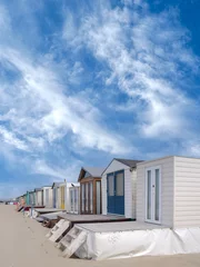 Deurstickers Beach houses on the beach of Wijk aan Zee, Noord-Holland Province, The Netherlands © Holland-PhotostockNL