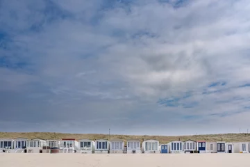 Gordijnen Beach houses on the beach of Wijk aan Zee, Noord-Holland Province, The Netherlands © Holland-PhotostockNL