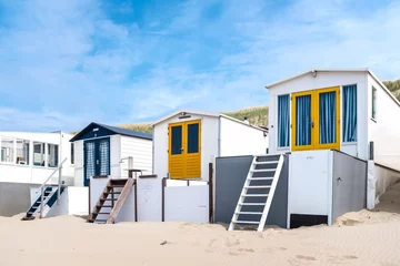 Poster Beach houses on the beach of Wijk aan Zee, Noord-Holland Province, The Netherlands © Holland-PhotostockNL