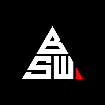 BSW triangle letter logo design with triangle shape. BSW triangle logo design monogram. BSW triangle vector logo template with red color. BSW triangular logo Simple, Elegant, and Luxurious Logo. BSW 