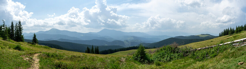 Beautiful summer landscape, mountain meadow among the mountains