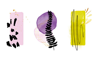 Color shapes pop art, contemporary artwork. Set of home decor posters, vintage frames