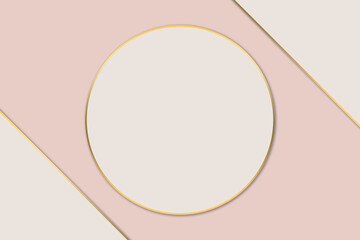 Abstract pastel pink background and gold borders. Beauty and fashion logo background.