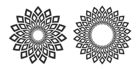 Set of circle geometric patterns. Decorative design elements.