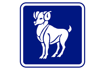 illustration of aries zodiac sign on blue background