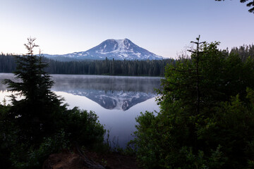 Mt Adams and reflection with early morning light.