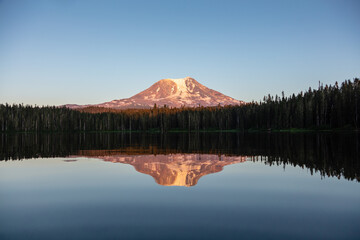 Mt Adams and reflection with evening light.
