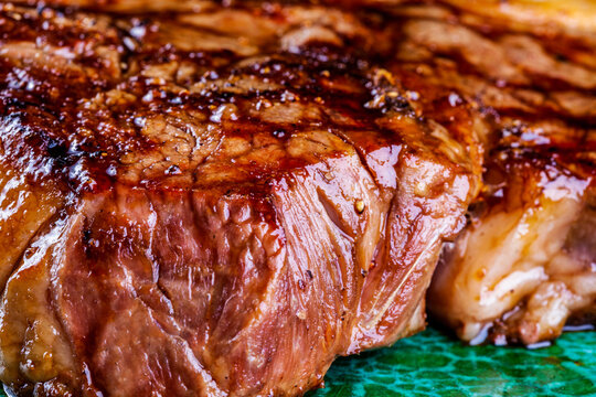 Grilled t-bone steak. Beef steak. Close up