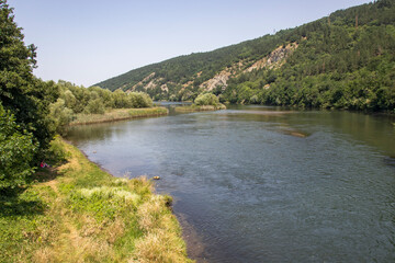 Fototapeta premium Summer view of Pancharevo lake, Bulgaria