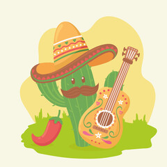 cute cactus with guitar