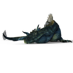 Fototapeta premium 3d-illustration of an isolated giant fantasy sea dragon dinosaur