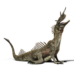 3d-illustration of an isolated giant fantasy sea dragon dinosaur