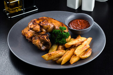 Traditional Irish ireland krubin pork baked legs with potatoes