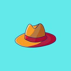 Illustration of vector graphic cowboy hat with flat design style