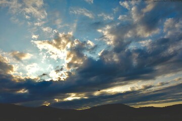北海道、田舎、夏の夕暮れ