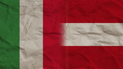 Austria and Italy Flags Together, Crumpled Paper Effect Background 3D Illustration