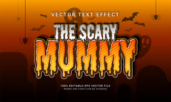 The scary mummy editable text style effect with halloween event theme