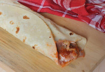  grilled meat, bread and vegetables shawarma sandwich