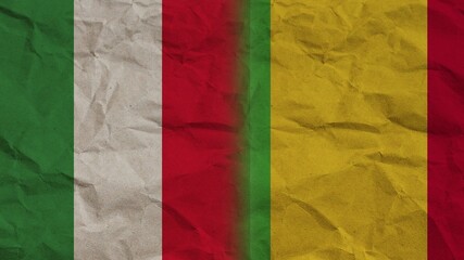 Mali and Italy Flags Together, Crumpled Paper Effect Background 3D Illustration