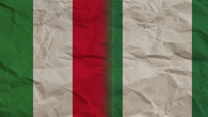 Nigeria and Italy Flags Together, Crumpled Paper Effect Background 3D Illustration