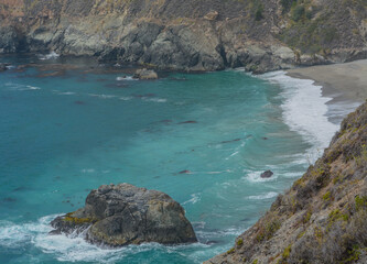 The beautiful coastline of the Pacific Ocean in Monterey County, California