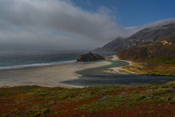 The beautiful coastline of the Pacific Ocean in Monterey County, California
