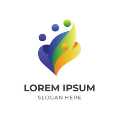 abstract people logo design with 3d colorful style