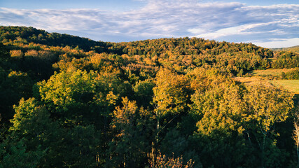 Obraz premium Aerial shot of a hill near Callicoon, in the Catskills area of upstate, New York