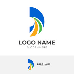 letter D logo design with flat colorful style