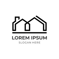 house logo template with line black color style