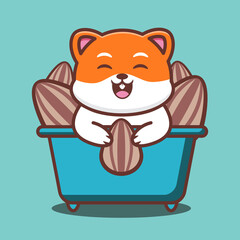 vector illustration of  
cute hamster sitting on a pile of sunflower seeds, good for t-shirt, greeting card, invitation card or mascot