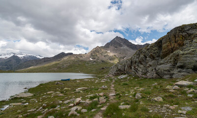 Passo Gavia, altitidine 1652 mt. View on the Bianco lake