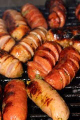 sausages on grill